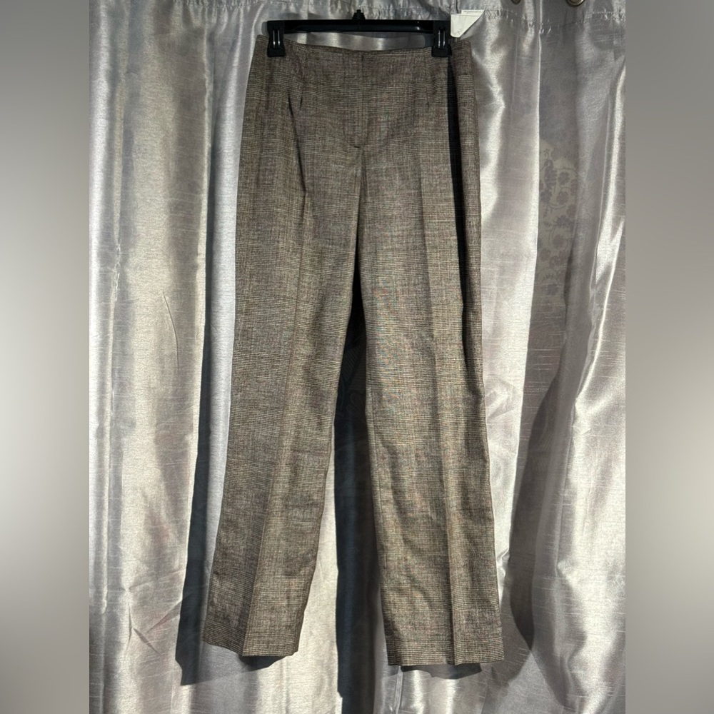 Bernard Zins Paris wool dress pants gray and purple plaid